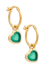 Product image of Missoma Jelly Heart Charm Mini Hoop Earrings. Click to view full details