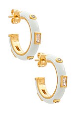 Product image of Missoma Enamel And White CZ Medium Hoop Earrings. Click to view full details