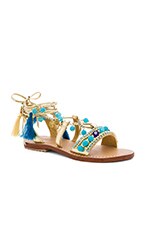 Mystique Lace Up Sandals in Gold & Turquoise | REVOLVE