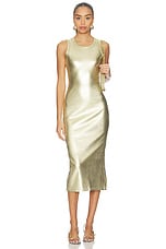 Gold Metallic Ribbed Dress - thumbnail 4