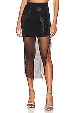 Product image of NICHOLAS Dayana Crystal Fishnet Midi Skirt. Click to view full details
