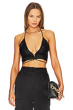 Product image of NICHOLAS Tash Vneck Rouched Cropped Top. Click to view full details