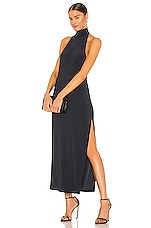 Norma Kamali Halter Turtle Side Slit Gown in Pewter | REVOLVE