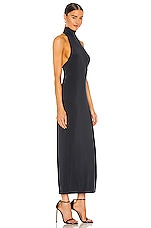 Norma Kamali Halter Turtle Side Slit Gown in Pewter | REVOLVE