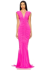 x REVOLVE Sleeveless Deep V Neck Shirred Front Fishtail Gown - thumbnail 4