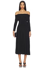 3/4 Sleeve Cowl Neck Flared Dress - thumbnail 4