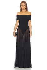 Sleeveless Cowl Neck Combo Flared Gown - thumbnail 4