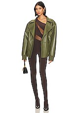 Norma Kamali Oversized Moto Jacket in Military | REVOLVE