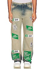 Product image of OFF-WHITE Diagonal Multilogo Relaxed Slim Jeans. Click to view full details