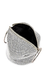 olga berg Ellie Crystal Mesh Ring Handle Bag in Silver | REVOLVE