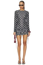 Polka Darling Sheer Mesh Ruched Mini Dress - thumbnail 4