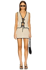 Linen Knit Mini Skirt in Birch/ Black - thumbnail 8