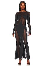 Vivo Sierra Maxi Dress in Chiffon - Orange / Black Bori Print main image 1