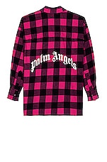 Product image of Palm Angels Curved Logo Flannel Overshirt. Click to view full details