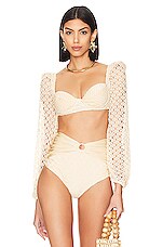 Product image of PatBO Monstera Crochet Bikini Top. Click to view full details
