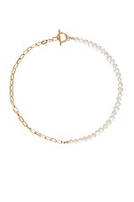 petit moments Pearl Paper Clip Necklace in Gold | REVOLVE