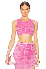 Lillian Denim Print Crop Top