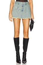 Studs Mini Distressed Denim Skirt