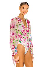Rococo Sand Alora Long Sleeve Bodysuit in Fuchsia Size M