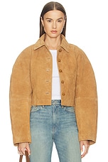 Rounded Textured Suede Jacket - thumbnail 4