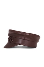 Monogram Embellished Leather Baker Boy Cap - thumbnail 7
