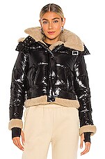 SAM. Ryan Shearling Trimmed Fur Jacket in Jet & Tan | REVOLVE