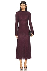 Burgundy Rhinestone Fishnet Midi Dress - thumbnail 4