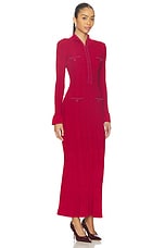 Red Pearl Trim Knit Midi Dress - thumbnail 5