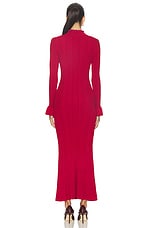 Red Pearl Trim Knit Midi Dress - thumbnail 6