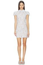 Blue Guipure Lace Mini Dress - thumbnail 4