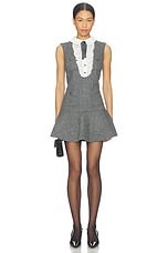 Grey Herringbone Lace Bib Mini Dress - thumbnail 4