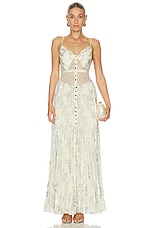 Yellow Metallic Chiffon Maxi Dress - thumbnail 5