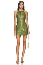 Olive Rhinestone Mini Dress - thumbnail 4
