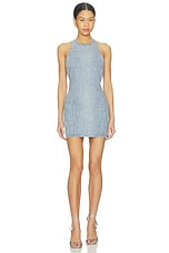 Rhinestone Croc Effect Denim Mini Dress - thumbnail 5