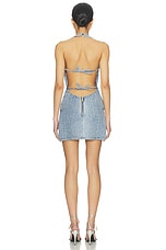 Rhinestone Croc Effect Denim Mini Dress - thumbnail 7