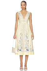 Yellow Floral Cotton Midi Dress - thumbnail 4