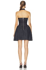 Indigo Denim Halterneck Flared Mini Dress - thumbnail 6
