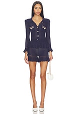 Navy Self Embellished Cardigan - thumbnail 7