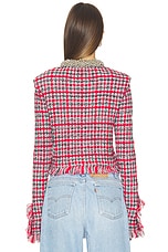 Red Check Frayed Knit Jacket - thumbnail 7