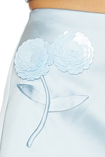 Blue Satin 3d Sequin Flower Mini Skirt - thumbnail 9