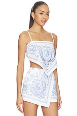 White And Blue Embroidered Linen Top - thumbnail 5