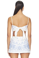 White And Blue Embroidered Linen Top - thumbnail 6
