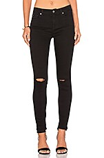 7 For All Mankind b(air) Ankle Knee Hole Skinny in Black | REVOLVE