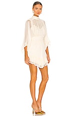 Shona Joy Victoria Long Sleeve Ruched Mini Dress in Cream | REVOLVE