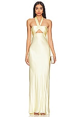 La Lune Ruched Halter Maxi Dress