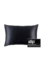 Product image of slip slip Queen/Standard Pure Silk Pillowcase in Black. Click to view full details