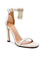 Product image of Stuart Weitzman Fringe Square Nudist Heel. Click to view full details
