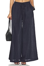 Solid Linen Wide Leg Elastic Pant - thumbnail 4