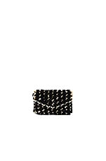 Product image of TAMBONITA Micro Eve Velvet Clutch with Gold Chain. Click to view full details