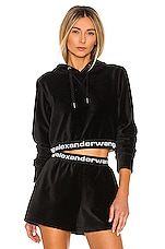 Product image of Alexander Wang Stretch Corduroy Cropped Long Sleeve Hoodie. Click to view full details